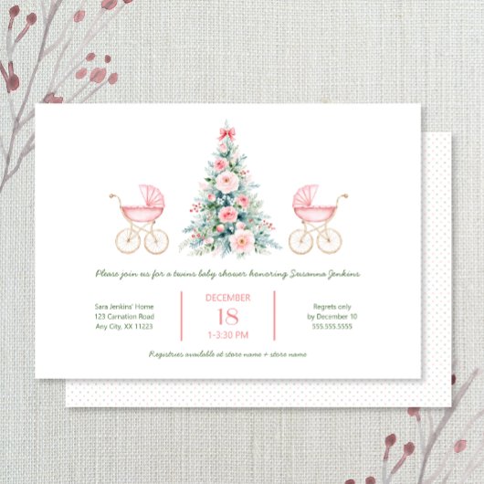 Invitation Baby shower de jumelles d'hiver