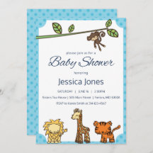 Invitation Baby shower de Jungle Animaux