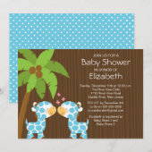 Invitation Baby shower de Jungle Giraffe Twin Boys (Devant / Derrière)