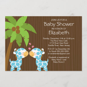 Invitation Baby shower de Jungle Giraffe Twin Boys