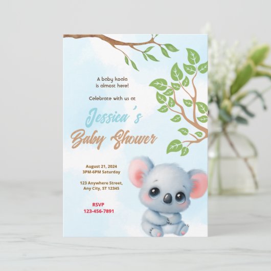 Invitation Baby shower de Koala (Debout devant)