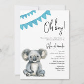 Invitation Baby shower de Koala animal mou de bois (Devant)