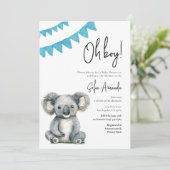 Invitation Baby shower de Koala animal mou de bois (Debout devant)