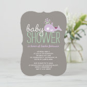 Invitation Baby shower   de la baleine Lilac Twin  (Debout devant)