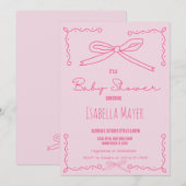 Invitation Baby shower de la béquille rose de la m (Devant / Derrière)
