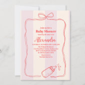 Invitation Baby shower de la boîte de coquette à bande rose (Devant)