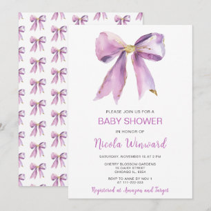 Invitation Baby shower de la boîte de coquette violet