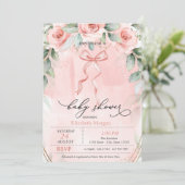 Invitation Baby shower de la bow rose Roses (Debout devant)