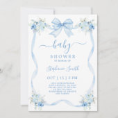 Invitation Baby shower de la ceinture bleue (Devant)