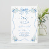 Invitation Baby shower de la ceinture bleue (Debout devant)