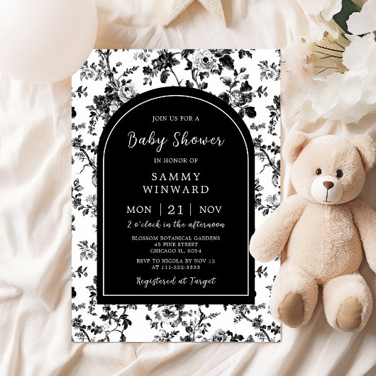 Invitation Baby shower de la Chine antique noire