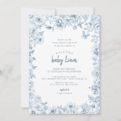 Invitation Baby shower de la Chinoiserie bleue pou (Devant)