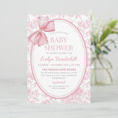 Invitation Baby shower de la Chinoiserie Coquette rose (Debout devant)
