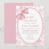 Invitation Baby shower de la Chinoiserie Coquette rose (Devant / Derrière)