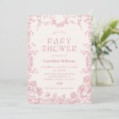 Invitation baby shower de la Chinoiserie rose (Debout devant)