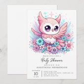 Invitation Baby shower de la Chouette adorable du bois (Devant / Derrière)