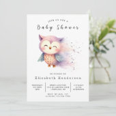 Invitation Baby shower de la Chouette blanche Boho (Debout devant)