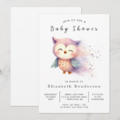 Invitation Baby shower de la Chouette blanche Boho (Devant / Derrière)