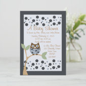 Invitation Baby shower de la Chouette bleue (Debout devant)