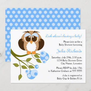 Invitation Baby shower de la chouette de bébé des yeux Brown