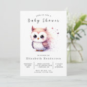 Invitation Baby shower de la Chouette de Boho Forest (Debout devant)