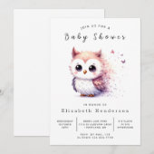 Invitation Baby shower de la Chouette de Boho Forest (Devant / Derrière)
