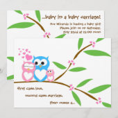 Invitation Baby shower de la chouette de la petite (Devant / Derrière)