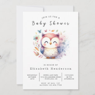 Invitation Baby shower de la Chouette des arbres bohémiens