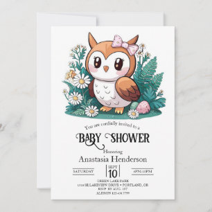 Invitation Baby shower de la Chouette forestière de Woodland