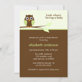 Invitation Baby shower de la chouette verte (Devant)