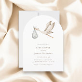 Invitation Baby shower de la cigogne d'aquarelle minimale