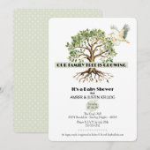 Invitation Baby shower de la cigogne familiale (Devant / Derrière)