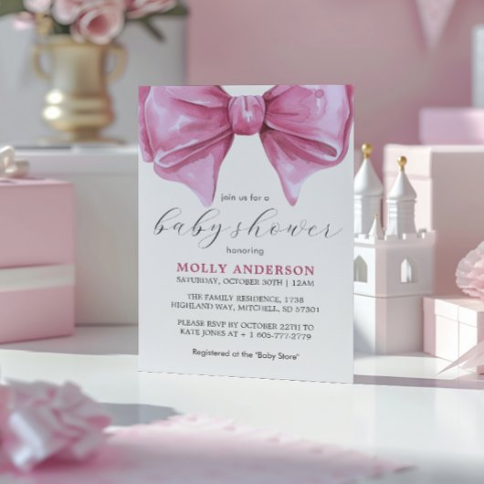 Invitation Baby shower de la corbeille rose