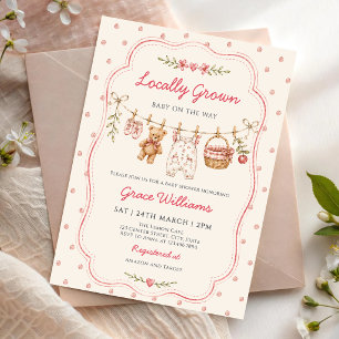 Invitation Baby Shower de la corde à linge de produits locaux