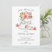 Invitation Baby shower de la Coupe de Thé Florale  (Debout devant)