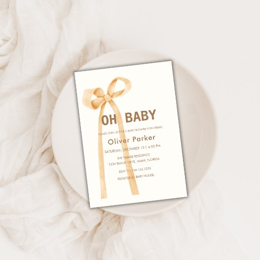 Invitation Baby shower de la courbe simple neutre entre les s