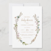 Invitation Baby shower de la couronne de papillon Boho Foliag (Devant)