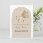 Invitation Baby shower de la crèche Beige Boho neutre pour le (Debout devant)