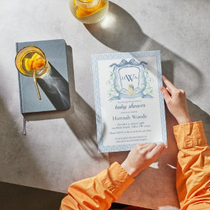 Invitation Baby shower de la crête de monogramme de chien