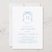 Invitation Baby shower de la crête de monogramme de la caisso (Devant)