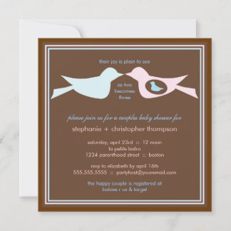 Invitation Baby shower de la famille d'oiseaux
