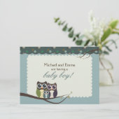 Invitation Baby shower de la famille Owl pour Boy (Debout devant)