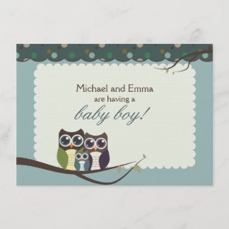 Invitation Baby shower de la famille Owl pour Boy