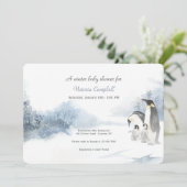 Invitation Baby shower de la famille Penguin (Debout devant)