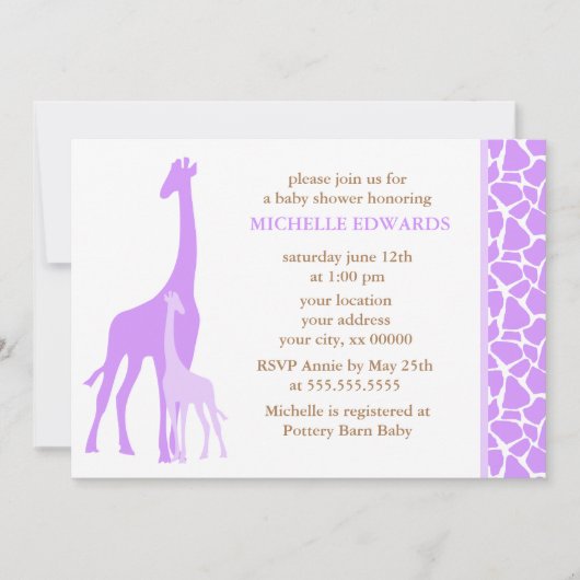 Invitation Baby shower de la famille Violet et et de la petit (Devant)