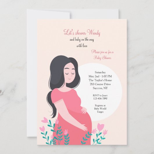Invitation Baby shower de la femme enceinte (Devant)