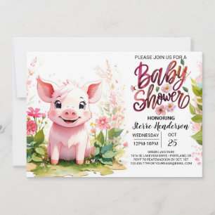Invitation Baby shower de la ferme de jardin de Piglet