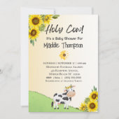 Invitation Baby shower de la ferme de tournesols de Vache Cut (Devant)