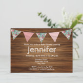 Invitation baby shower de la ferme rustique en bois (Debout devant)
