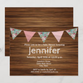 Invitation baby shower de la ferme rustique en bois (Devant / Derrière)